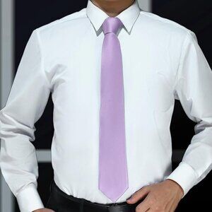 New- KOOELLE Men’s Solid Tie – Formal Necktie (Pink / Light Purple)